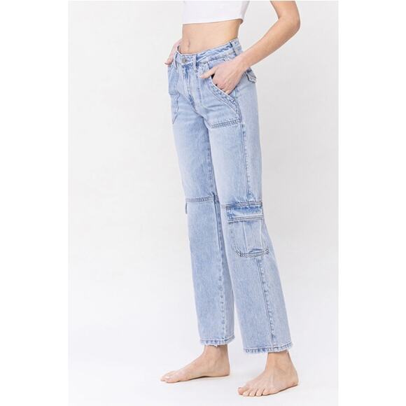 Vervet Beneficiary Size 27 High Rise Cargo Dad Jeans - Picture 3 of 6